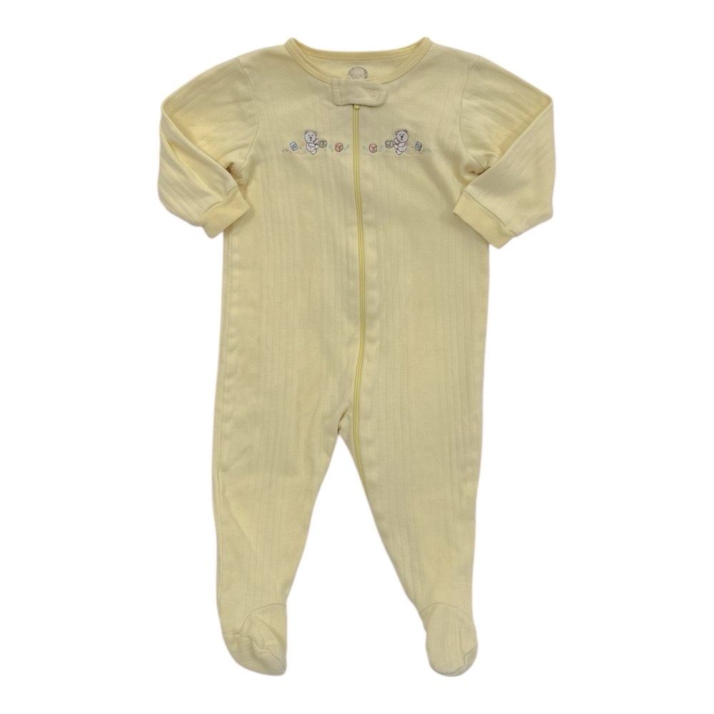 Gerber Vintage Yellow Embroidered Footed Bodysuit Bears - 6-9 months